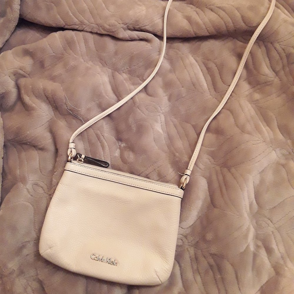 Calvin Klein Cream Leather Crossbody Bag